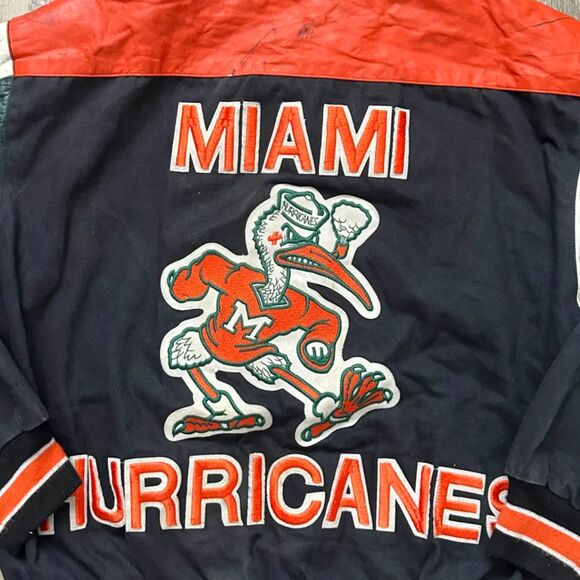 Vintage Jeff Hamilton NCAA Miami Hurricanes Orange Bowl Leather Jacket Size M - Picture 2 of 16